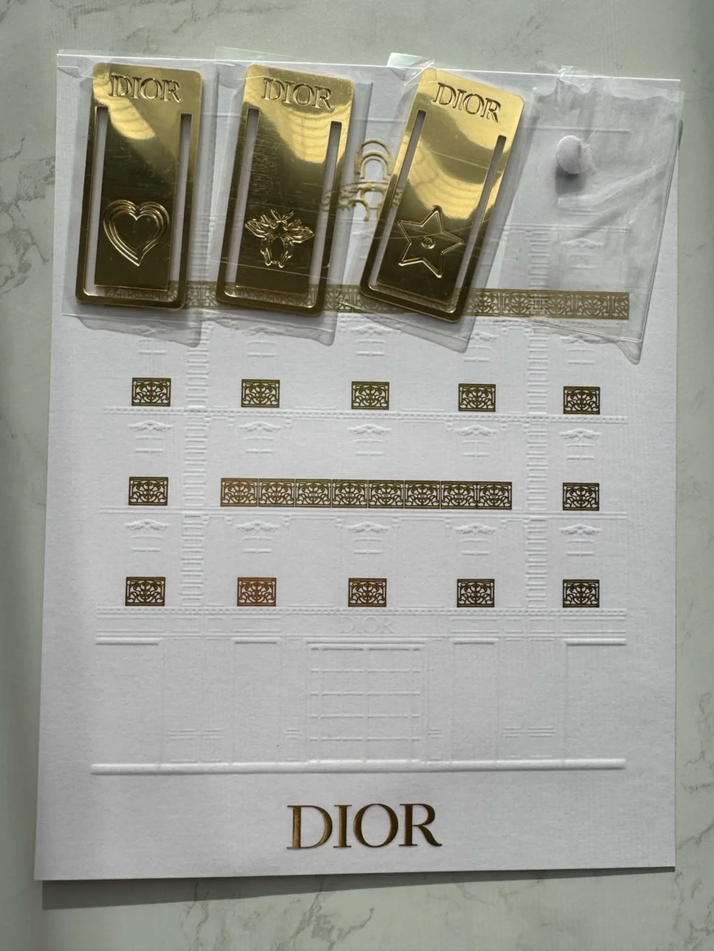 NWT Dior Gold Metal Bookmark Set